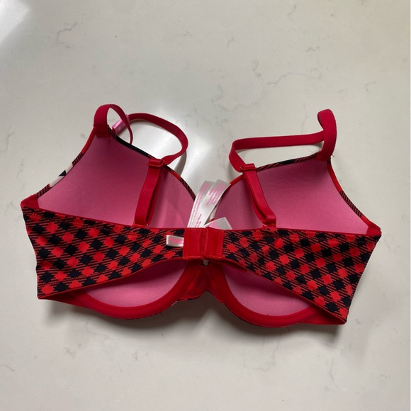 Victoria's Secret PINK Bra 34D Wear Everywhere Push-Up Plaid with Logo - Picture 9 of 16